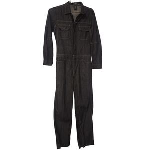 Marithe Francois Girbaud black denim coverall jumpsuit size medium